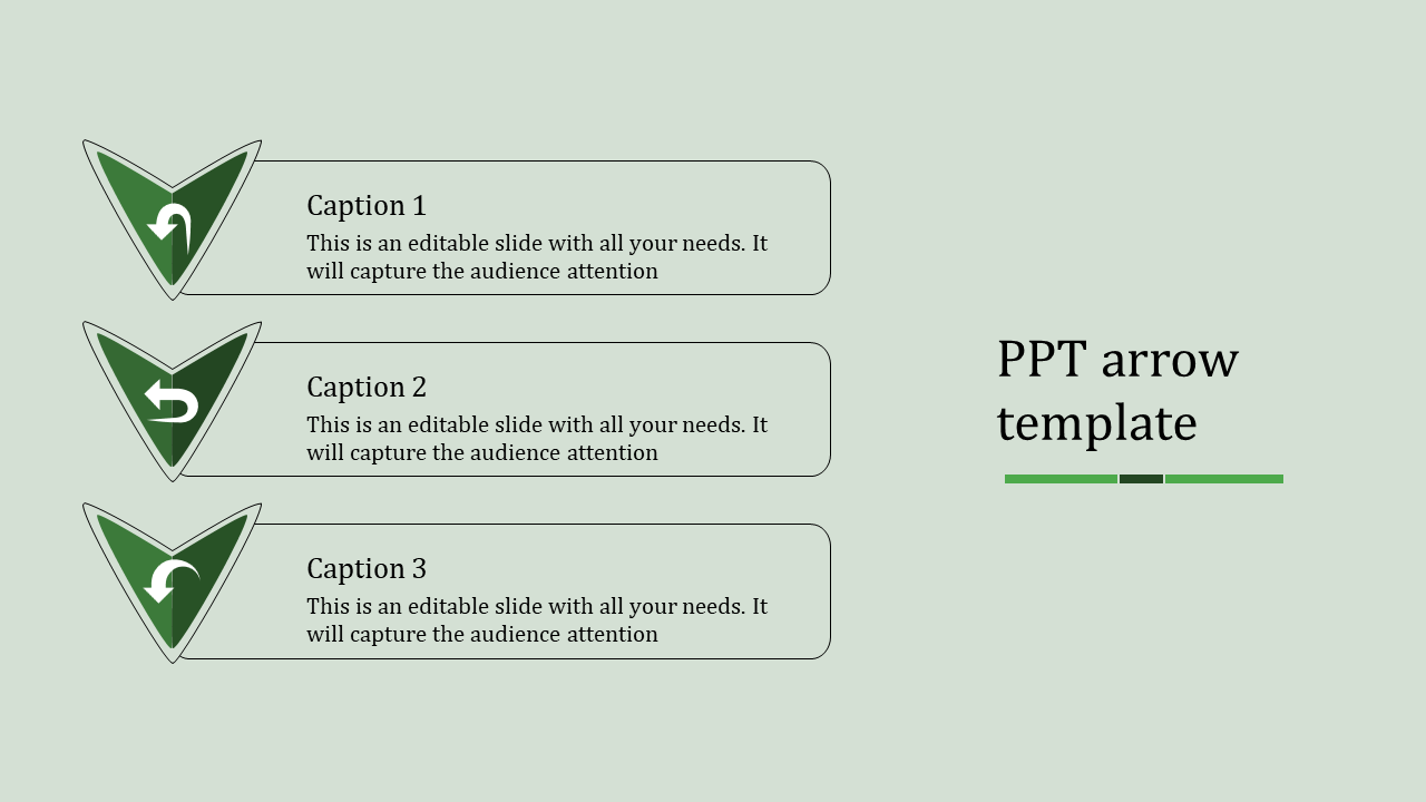 Effective Arrow PowerPoint Template With Green Color